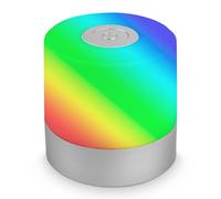 BRILONER - Mini Lámpara de Mesa LED Inalámbrica, Lámpara de Noche Regulable Táctil, Lámpara de Escritorio, USB-C, Lámpara de Camping, Luz Blanca Cálida y RGB, 7x7 cm, Plata