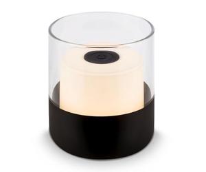 BRILONER - Mini LED Lámpara de Mesa, Inalámbrica con Cristal, Luz Blanca Cálida, Táctil, Lampara de Mesa Recargable, Lampara para Mesita, USB-C, Lamparas Tactiles sin Cable, 9x10 cm, negro