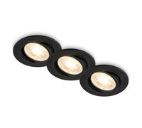 BRILONER - Pack 3 Downlights LED techo empotrables planos 230V, orientables, luz blanca cálida, ojos buey para, foco empotrable, 8 x 2,2 cm, negro