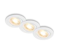 BRILONER - Pack 3 Downlights LED techo empotrables planos 230V, orientables, luz blanca cálida, ojos buey para, foco empotrable, 8 x 2,2 cm, blanco