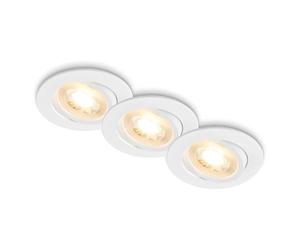 BRILONER - Pack 3 Downlights LED techo empotrables planos 230V, orientables, luz blanca cálida, ojos buey para, foco empotrable, 8 x 2,2 cm, blanco
