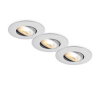 Briloner - Pack 3 Focos Empotrables LED, CCT, IP23, 90mm, Cromo Mate
