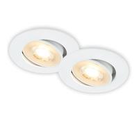BRILONER - Pack de 2 Downlights LED de techo empotrables planos 230V, orientables, luz blanca cálida, ojos buey led para techo, foco empotrable, agujero 68mm, 8x3,2 cm, blanco