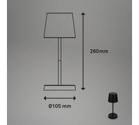 BRILONER - Lámpara LED Táctil Regulable, IP44, USB-C, Luz Blanca Cálida, Inalámbrica, Recargable, Portátil Para Camping y Escritorio, 26x10cm, Color Negro