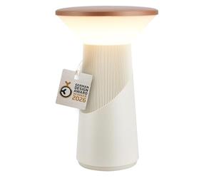 BRILONER - Pilia lampara de mesa sin cable, control táctil regulable, función memoria, ip44, cable usb-c, lampara mesita noche sin cable, German Design Award 2026, 15 x 24 cm, gris cálido coffee