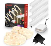 BRILONER - Pimp your Panel Juego completo de tiras LED de 4 m difusor 12-13 | 18 W, 1950 lm, 224 ledes, tira LED de 2 x 2 m, blanco cálido, autoadhesiva, difusor de 4 x 1 m, interruptor de cable