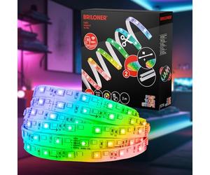 Briloner - Pimp your Stripe Starter Set Tira de LED de 2 m, control por voz de aplicación, cable de 3 m, RGBW colorido, acortable, autoadhesivo, tiras de LED, tira de luz LED, tira de luz LED