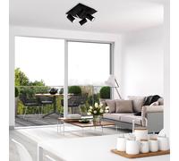 Briloner Plafón 2857-045, giratorio, 4 luces, negro