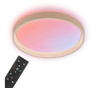 BRILONER - Plafón LED AuraGlow Regulable Con Mando Beige 38x8 cm | 25W, 2700lm, Cambio De Color, Función Memoria, Luz Nocturna, Plafón LED, Lámpara Salón, Lámpara Dormitorio