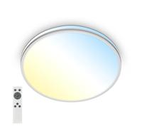 BRILONER - Plafón LED con mando a distancia, blanco cálido a blanco frío, regulación continua, lámpara LED, plafón LED, lámpara de salón, lámpara de cocina, iluminación de techo, 33 x 6 cm, cromo mate