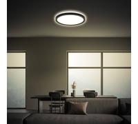 Briloner - Plafón LED, Panel LED, Ultra Plano, Efecto Retroiluminación, Luz Blanca Neutra, 22W, 3000 Lúm, Plafon LED Techo, Luces LED Habitacion, Redondo, Luces LED Cocina, Luz, Ø 24 cm, Negro