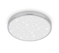 BRILONER - Plafon LED techo baño con luz indirecta, IP44 protección contra salpicaduras de agua, lampara techo, lampara baño techo, plafones para techo led, lamparas techo, 24 x 6 cm, cromo
