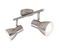 BRILONER Plafón, Techo, Foco Giratorio, 2X E14, máx. 25 vatios, Retro, níquel Mate, 275x80x150 mm (Largo x Ancho x Alto), W