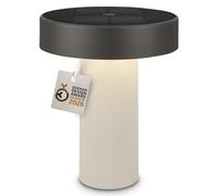 BRILONER - Poga lampara de mesa sin cable LED con panel solar, luz cálida, regulable por toque, IP44, lampara mesa LED recargable, German Design Award 2026, 16x20 cm, blanco antiguo antracita