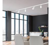 BRILONER - Juego completo de raíles electrificados, 4x focos LED, orientables, lámparas, sistema de iluminación de rieles, raíl para proyectores,proyector, 1,5m, blanco