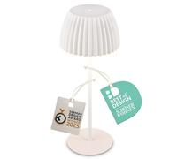 BRILONER - Riffle Lampara de mesa sin cable LED inalámbrica IP44 con borde luminoso, regulador táctil, lampara mesita noche sin cable, ganadora del German Design Award 2025, 14,5x36,5 cm, blanco