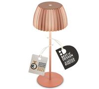 BRILONER - Riffle Lampara de mesa sin cable LED inalámbrica IP44 con borde luminoso, regulador táctil, lampara mesita noche sin cable, ganadora del German Design Award, 14,5x36,5 cm, color cobre