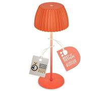 BRILONER - Riffle Lampara de mesa sin cable LED inalámbrica IP44 con borde luminoso, regulador táctil, lampara mesita noche sin cable, ganadora del German Design Award 2025, 14,5x36,5 cm, naranja