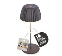BRILONER - Riffle Mini lampara de mesa sin cable LED inalámbrica IP44 con borde luminoso, regulador táctil, lampara mesita noche sin cable,ganadora del German Design Award 2025, 8,5x20 cm, antracita