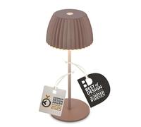 BRILONER - Riffle Mini Lampara de mesa sin cable LED inalámbrica IP44 con borde luminoso, táctil, lampara mesita noche sin cable, ganadora del German Design Award 2025, 8,5x20 cm, arena umbra