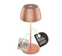 BRILONER - Riffle Mini Lampara de mesa sin cable LED inalámbrica IP44 con borde luminoso, táctil, lampara mesita noche sin cable, ganadora del German Design Award 2025, 8,5x20 cm, color cobre