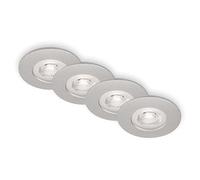 BRILONER - Set de 4 Focos LED Empotrables en el Techo y Baño, IP44, Cromo Mate, 90x25 mm (DxH)
