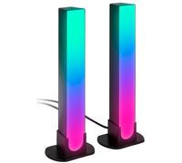 BRILONER - Set di 2 Lampade LED da Gaming con app, lampada da tavolo e da parete RGBIC, assistente vocale, accessorio da gioco con sensore musicale, retroilluminazione TV, nero, altezza 24 cm