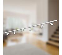 BRILONER - Sistema de rieles juego completo, 6x GU10 spots orientables, alimentación, sistema de rieles de techo, riel para proyectores, lámpara de techo, lámpara de techo, proyector, 2,25m, blanco