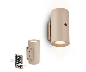 BRILONER Sticklight - Aplique pared sin cable con batería recargable, táctil, regulable, luz blanca cálida, lampara magnetica, dormitorio, 6,1 x 12 cm, beige