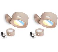 Briloner Sticklights - Aplique pared sin cable con batería recargable, táctil, regulable, CCT, lampara de pared magnetica, apliques dormitorio, recargable, 9x7,5x4 cm, beige (Paquete de 2)