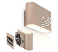 BRILONER Sticklights - Aplique pared sin cable con sensor de movimiento, batería recargable, lampara magnetica, aplique recargable, 16x9,5x6,5 cm, beige