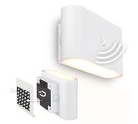 BRILONER Sticklights - Aplique pared sin cable con sensor de movimiento, batería recargable, lampara magnetica, aplique recargable, 16x9,5x6,5 cm, blanco