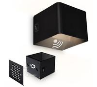 BRILONER Sticklights - Aplique pared sin cable con sensor movimiento, batería recargable, lampara magnetica, aplique recargable, dormitorio, 10x8x10 cm, negro