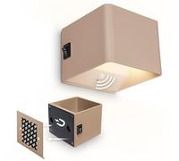 BRILONER Sticklights - Aplique pared sin cable con sensor movimiento, batería recargable, lampara magnetica, aplique recargable, dormitorio, 10x8x10 cm, beige