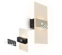 BRILONER Sticklights - Aplique pared sin cable con sensor movimiento, batería recargable, lampara magnetica, aplique recargable, 22x4x10 cm, níquel mate