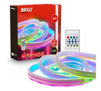 BRILONER - Tira LED 3 m con mando a distancia, RGB IC con cambio dinámico de color, USB y sensor de música, efecto neón flexible para decoración gaming, tiras de interior, tira RGB
