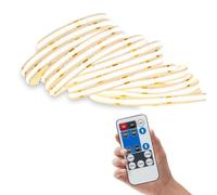 Briloner Tira LED, con mando a distancia, regulable, temporizador | luz blanco cálido, para dormitorio, 1.800 lm, 3.000 K, 20 W, blanco, 5.000x8mm, autoadhesiva, enchufe, decoración gaming