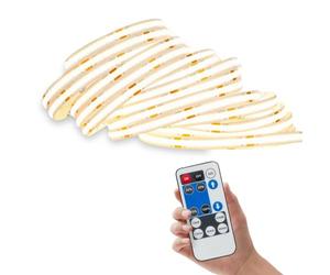Briloner Tira LED, con mando a distancia, regulable, temporizador | luz blanco cálido, para dormitorio, 1.800 lm, 3.000 K, 20 W, blanco, 5.000x8mm, autoadhesiva, enchufe, decoración gaming