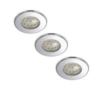 Briloner Tres focos empotrables LED Nikas, IP44, cromo