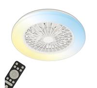 Briloner - Ventilador De Techo Con Luz, CCT, Iluminación 5 Velocidades, Control Remoto, Regulable, Temporizador, Ventilador Techo, Lampara Ventilador Techo, Lampara Techo, 48,5 x 14,5cm., Blanco