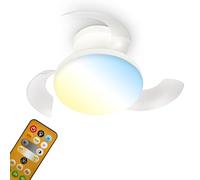 BRILONER - Ventilador de techo con luz LED, mando a distancia, motor DC silencioso con 3 velocidades, CCT y luz regulable, aspas retráctiles, lámpara ventilador techo dormitorio, 44x16,5 cm, blanco