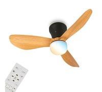 BRILONER - Ventilador de techo con luz LED, mando a distancia, motor DC silencioso con 3 velocidades, CCT y luz regulable, aspas desmontables, lámpara ventilador techo, 78x26 cm, negro y madera