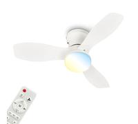 BRILONER - Ventilador de techo con luz LED, mando a distancia, motor DC silencioso con 3 velocidades, CCT y luz regulable, aspas retráctiles, lámpara ventilador techo dormitorio, 60x19 cm, blanco