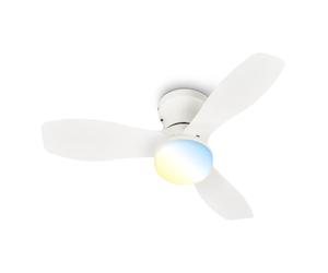BRILONER - Ventilador de techo con luz LED, mando a distancia, motor DC silencioso con 3 velocidades, CCT y luz regulable, aspas retráctiles, lámpara ventilador techo dormitorio, 60x19 cm, blanco