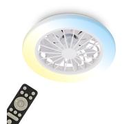 BRILONER - Ventilador de techo con luz LED, mando a distancia, motor DC silencioso con 5 velocidades, CCT y luz regulable, lámpara ventilador techo dormitorio, 38 x 14 cm, blanco