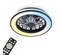 BRILONER - Ventilador de techo con luz LED, mando a distancia, motor DC silencioso con 5 velocidades, CCT y luz regulable, lámpara ventilador techo dormitorio, 38 x 14 cm, negro