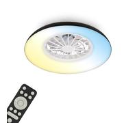 BRILONER - Ventilador de techo con luz LED, mando a distancia, motor DC silencioso con 5 velocidades, CCT y luz regulable, lámpara ventilador techo dormitorio, 48,5 x 16 cm, negro, blanco