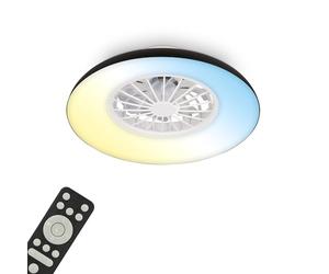 BRILONER - Ventilador de techo con luz LED, mando a distancia, motor DC silencioso con 5 velocidades, CCT y luz regulable, lámpara ventilador techo dormitorio, 48,5 x 16 cm, negro, blanco