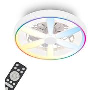 BRILONER - Ventilador de techo con luz LED, mando a distancia, motor DC silencioso con 5 velocidades, RGBIC, CCT y luz regulable, lámpara ventilador techo dormitorio, 48 x 15 cm, blanco