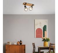 Briloner Wood Basic plafón, 2 luces True